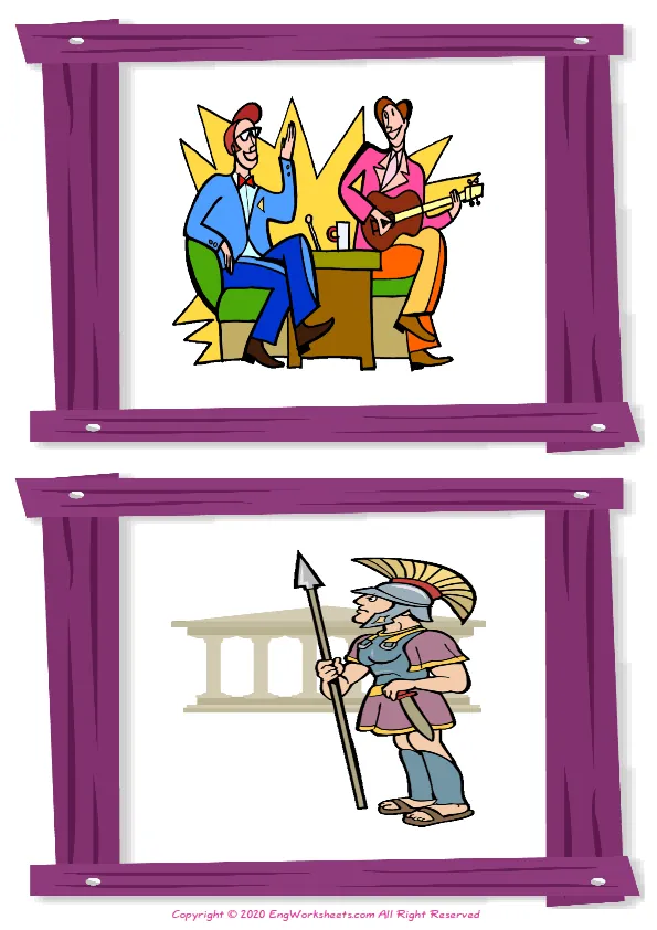 Wordless Tv Programmes vocabulary worksheet with two images per page Worksheet Preview