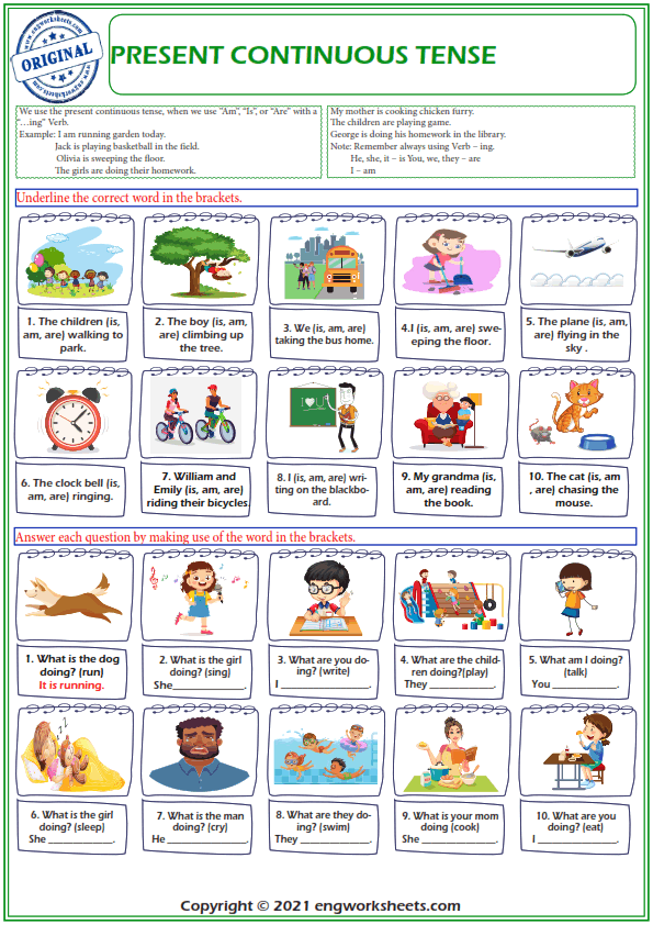  Present Continuous Tense Exercise Esl Writing Activity Worksheet 