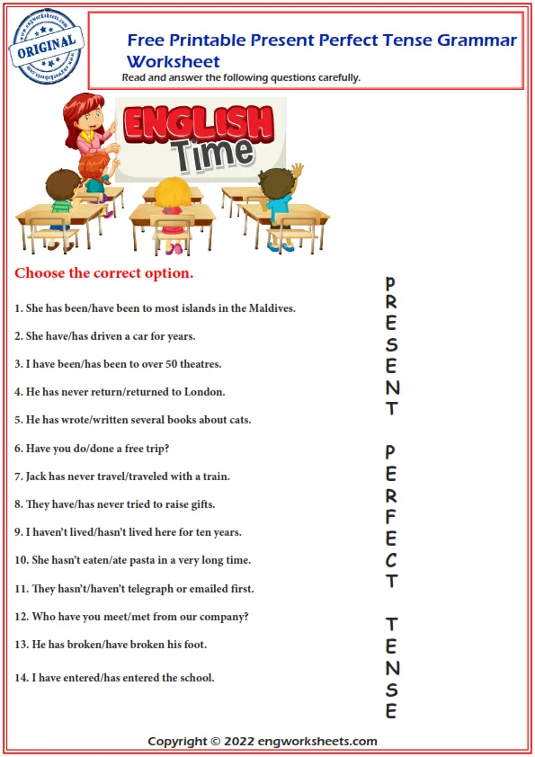  English Esl Present Perfect Tense Worksheet 