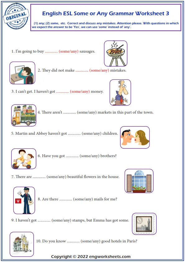  English Esl Some Or Any Grammar Worksheet 3 