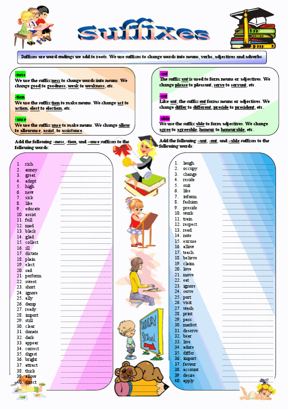  Suffixes - When, Why   How To Use -Ness, -Tion, -Ance, -Ant, -Ent, -Able 