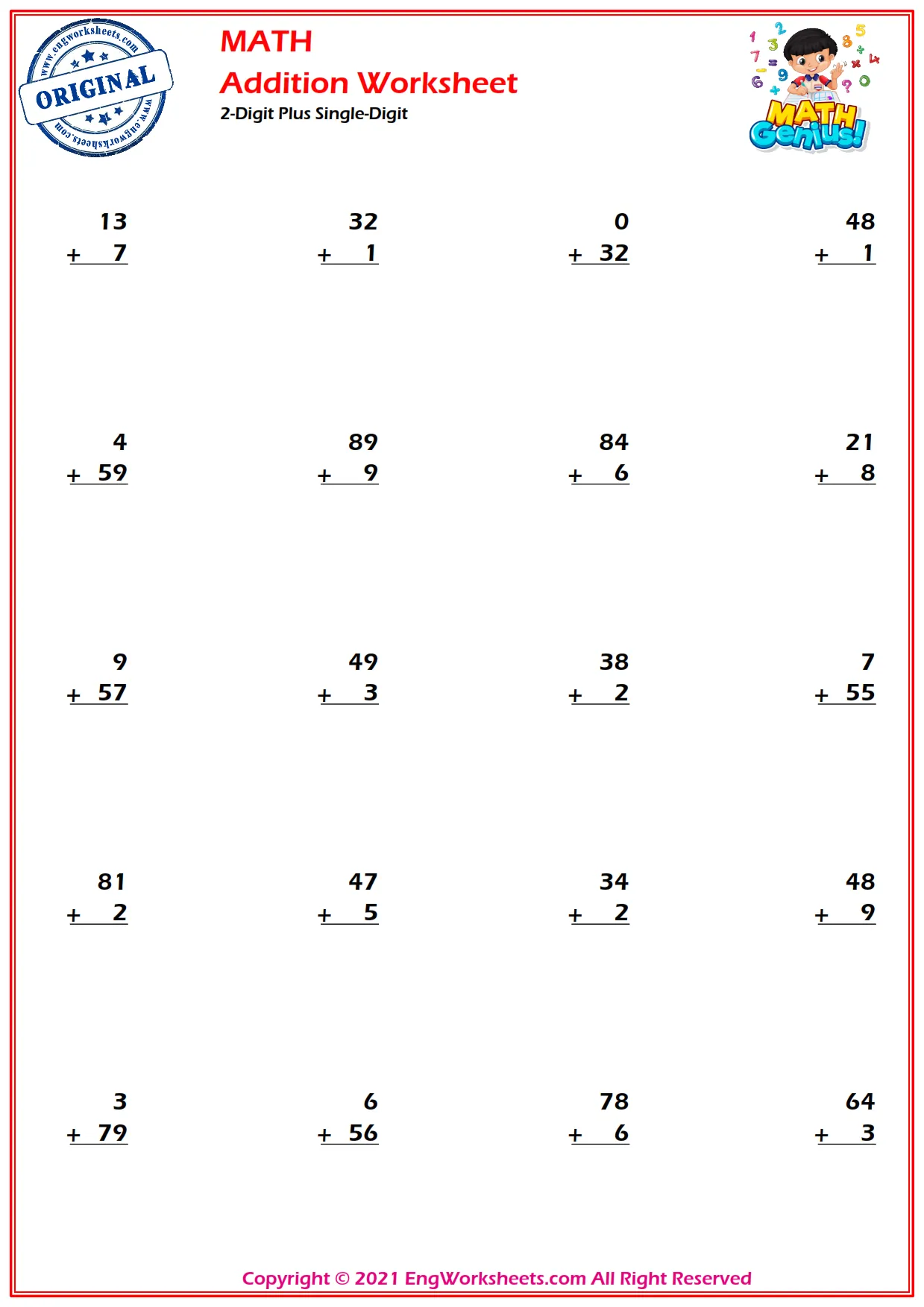 2-Digit Plus - Single-Digit