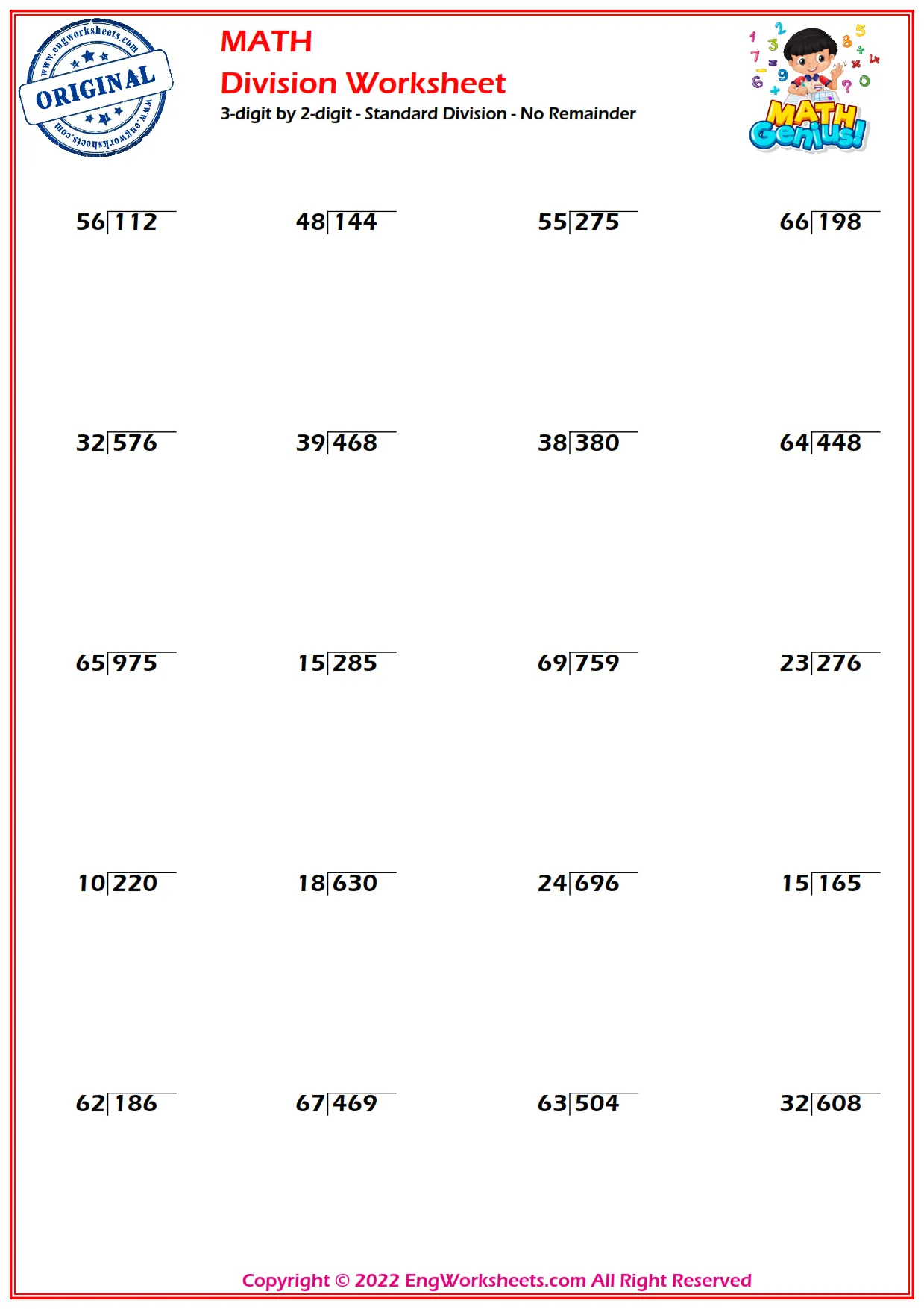 Standard Division - No Remainder