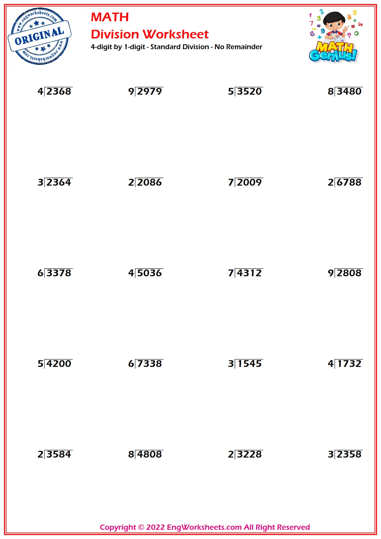 Standard Division - Without Remainder