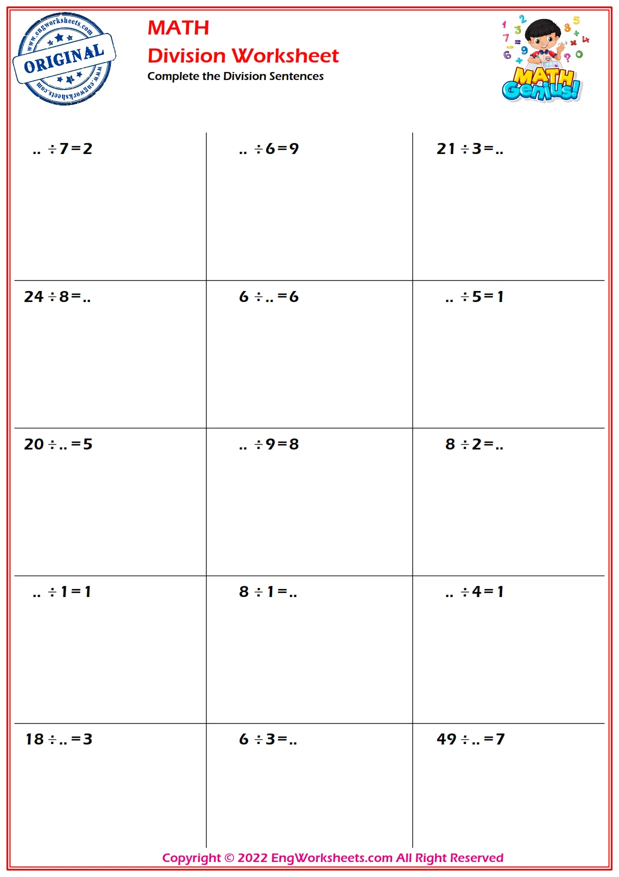 Complete the Dividing Sentences