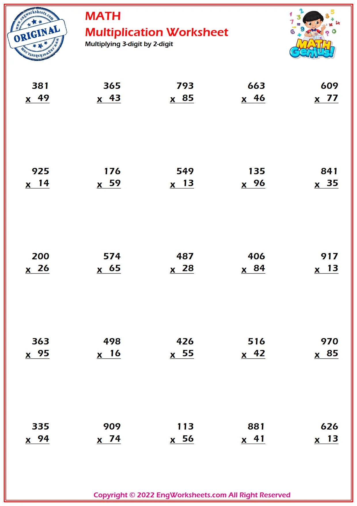 Multiplying 3-digit by 2-digit