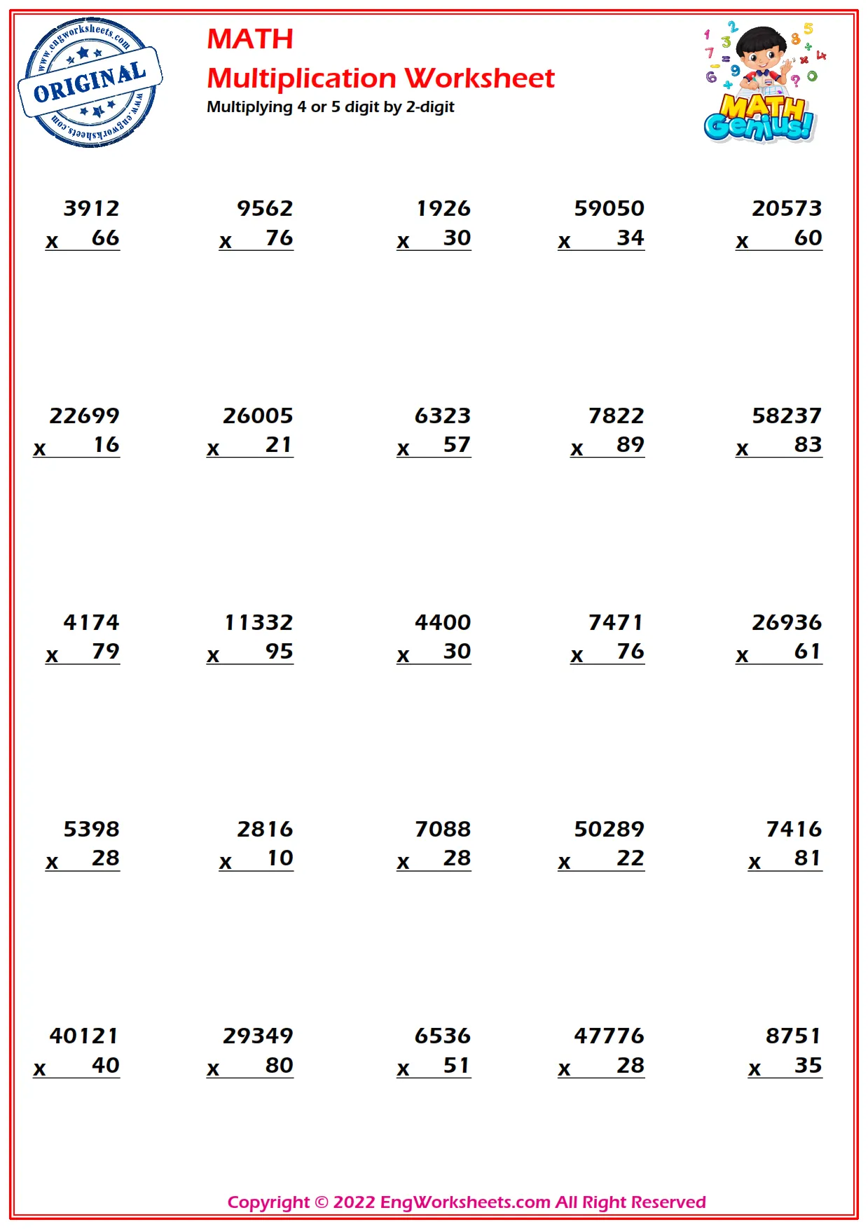 Multiplying 4 or 5 digit by 2-digit