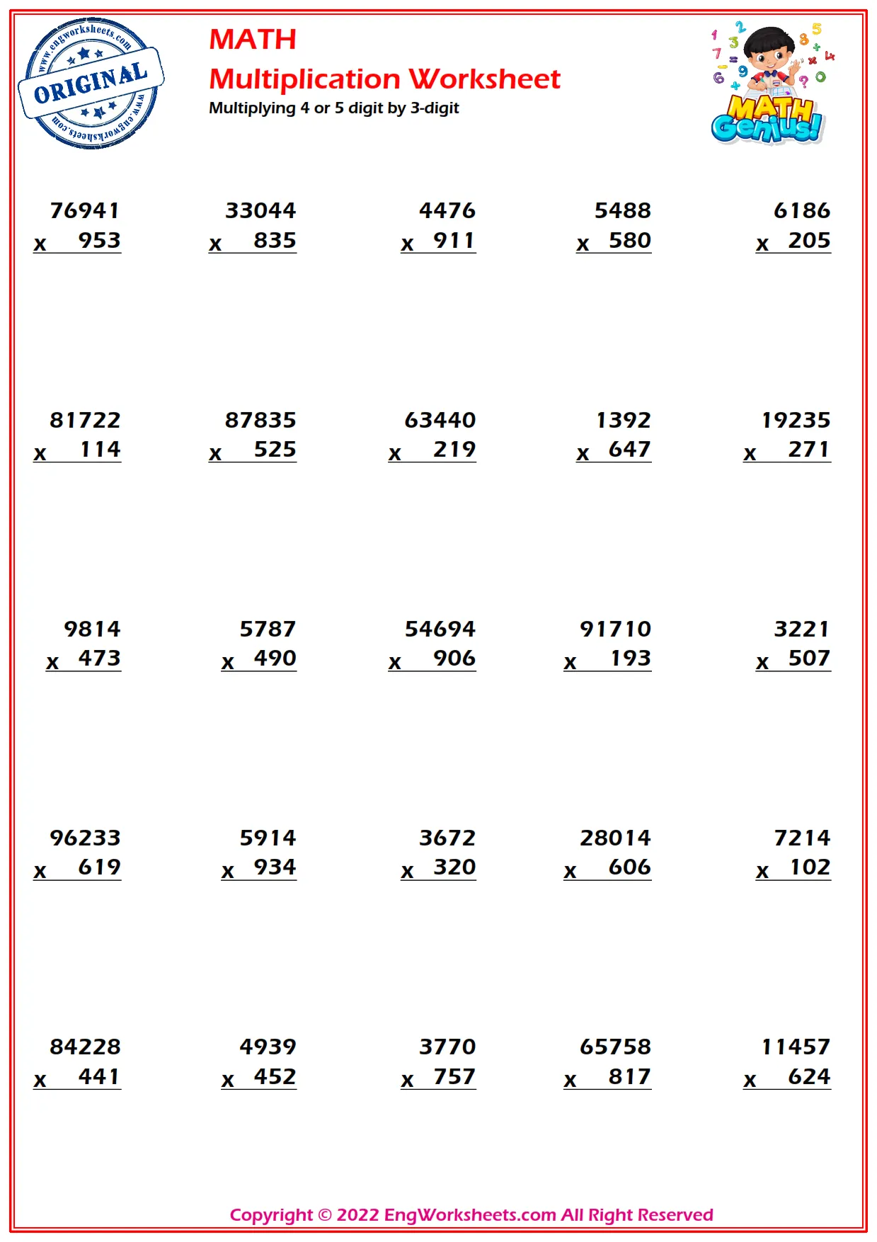 Multiplying 4 or 5 digits by 3-digits