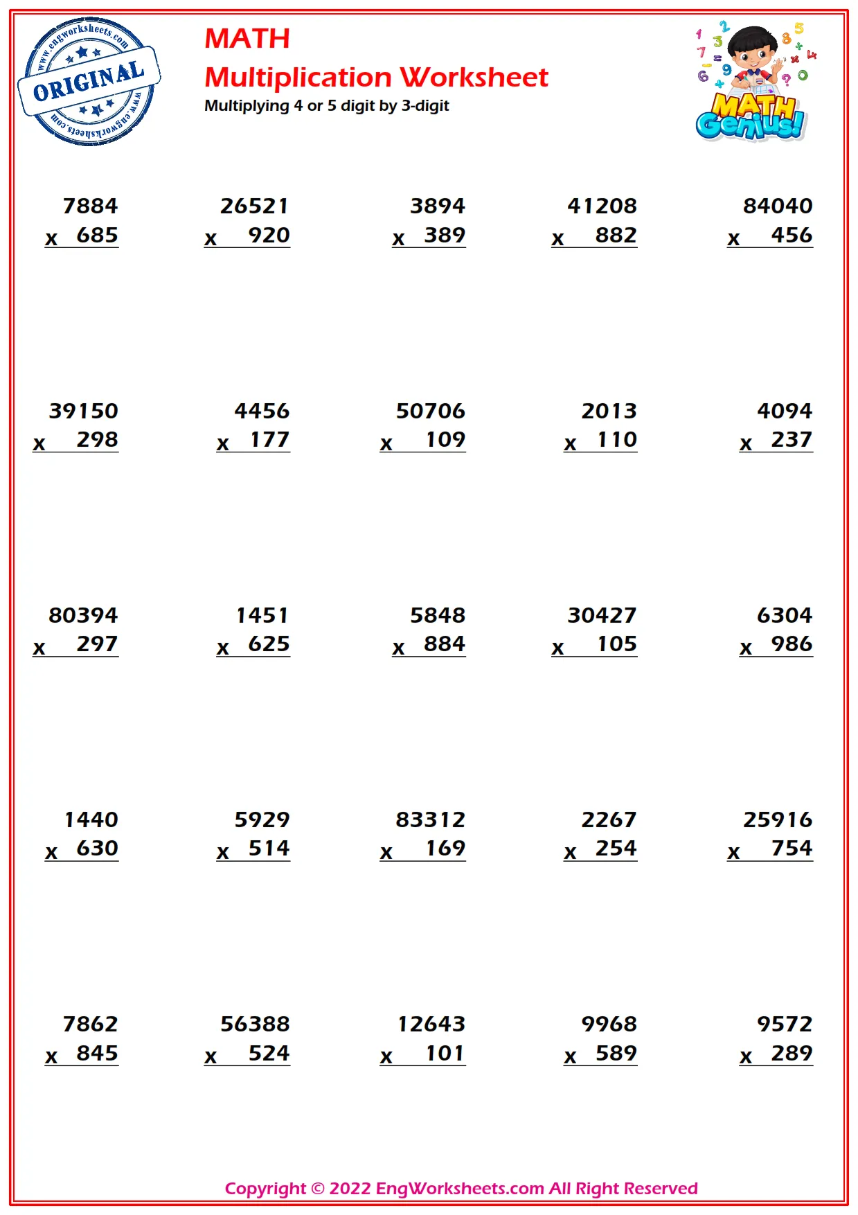 Multiplying 4 or 5 digit by 3-digit