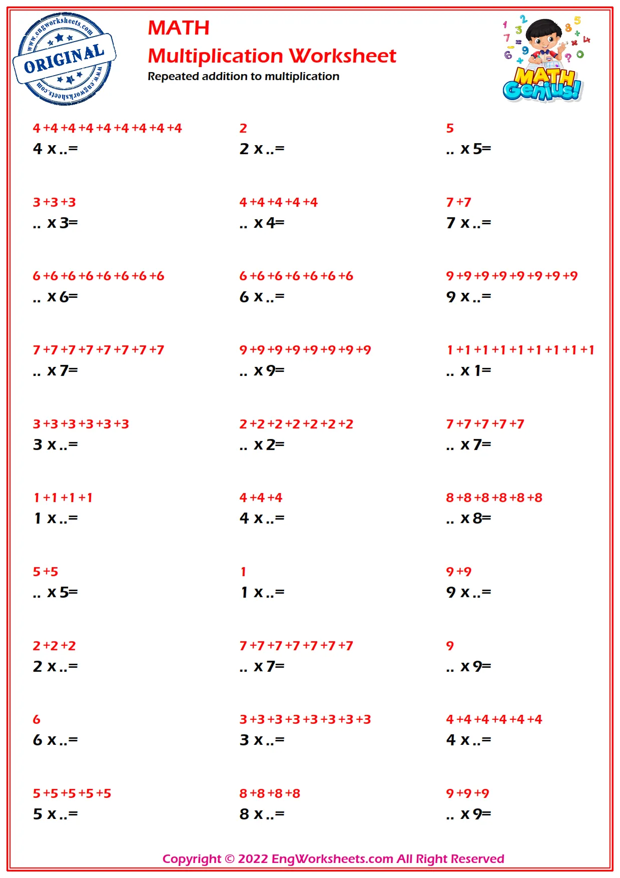 Adding Repeated Number to Multiplication